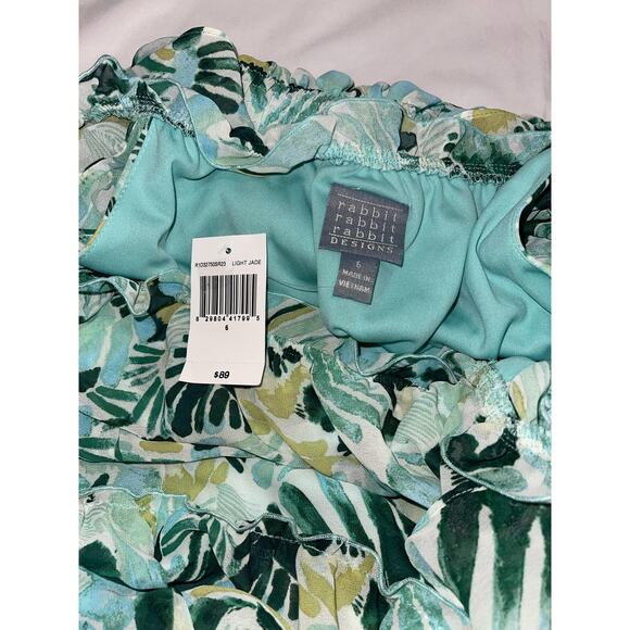 NWT Rabbit Rabbit Rabbit Design Women Off the Shoulder Green Dress Sz 6 MSRP$89 - Picture 5 of 5